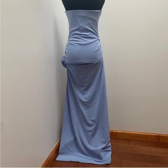 NEW! Delfi Collective- Lana Maxi Dress Sparkly Blue Slit Thigh Strapless Size M